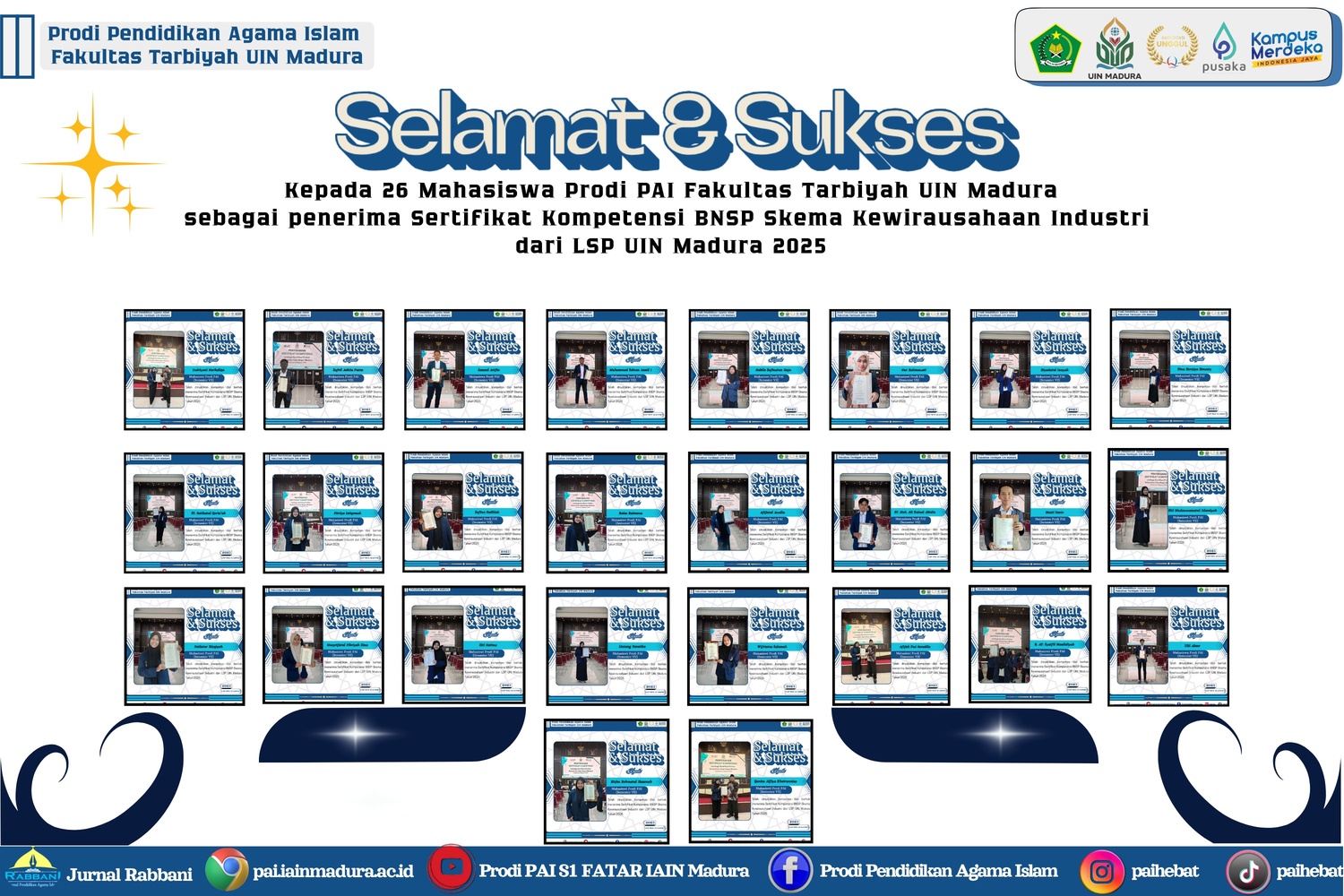 Membanggakan ! , 26 Mahasiswa PAI UIN Madura Raih Sertifikat Kompetensi skema Kewirausahaan Industri